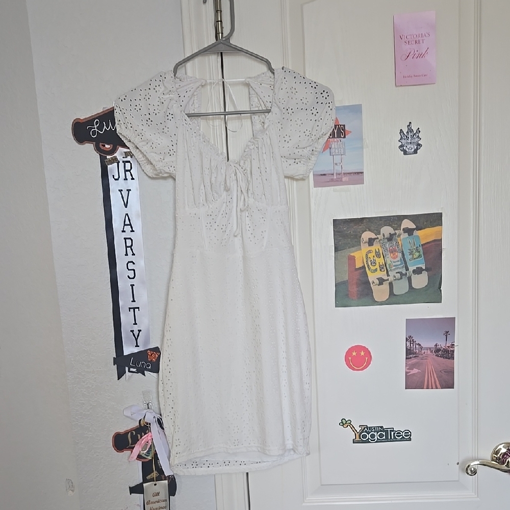 Elegant White Eyelet Dress